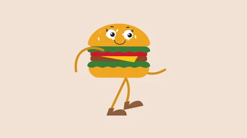 Burger character walking animation. Stock Footage 243702892