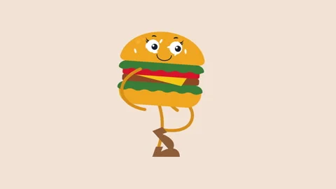 Burger character walking animation. Video stock 243702928
