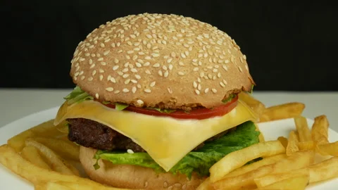 Burger with cheese Stock Footage 241806232
