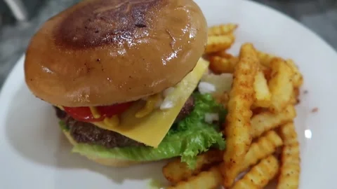 Burger with cheese, Stock Footage 263062507