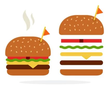 Burger with chicken and cheese in a rye bun and recipe of rye burger Stock Illustration