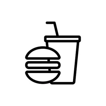 Burger, cola vector icon. Isolated contour symbol illustration Stock Illustration