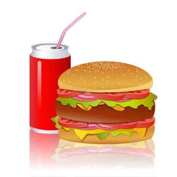 Burger with cold drink Illustrazione stock