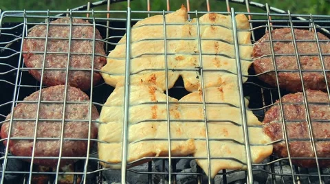 Burger cooking with flame Stock Footage 49920814