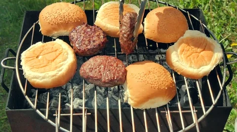 Burger cooking with flame Stock Footage 49920993