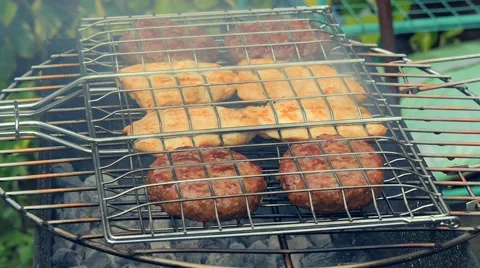 Burger cooking with flame Stock Footage 49921519