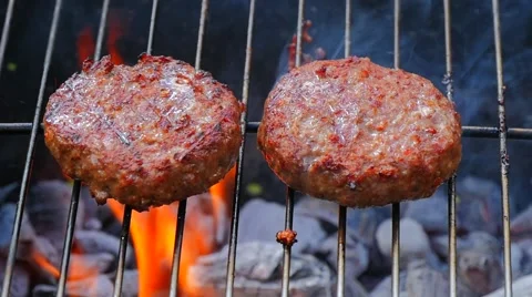 Burger cooking with flame Stock Footage 49921591
