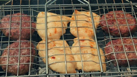 Burger cooking with flame Stock Footage 49921611