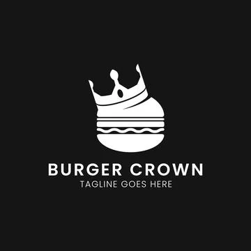 Burger Crown Concept, Monogram Logo Template Stock Illustration