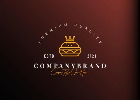 Burger crown logo design. Vector illustration of cheese burger with crown mon Illustration