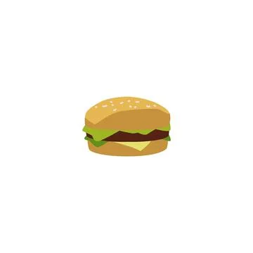 Burger with cutlet, bread and lettuce flat style, vector illustration Stockillustratie