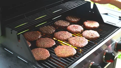 Burger cutlet fried and cooked on the grill Stock Footage 94183186