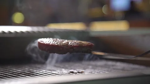 Burger cutlet is frying Stock Footage 132937352