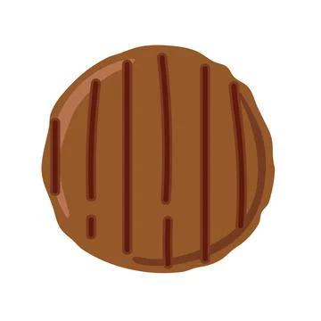 Burger Cutlet isolated on white background. Overhead view of grilled hamburger Stock Illustration