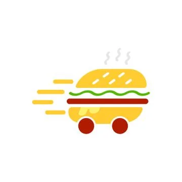Burger delivery service logo vector template illustration. Express delivery Illustrazione stock