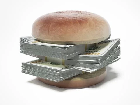 Burger with dollar bills 库存插图