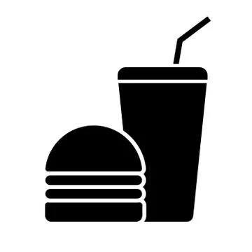 Burger with drink. Vector icon Stock Illustration