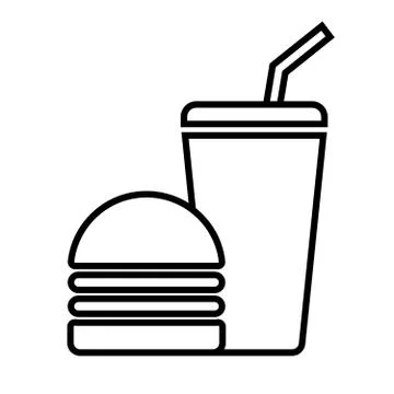 Burger with drink. Vector icon Stock Illustration