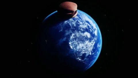 Burger on earth planet. Obesity problem concept. Realistic 4k animation. Stock Footage 201575929