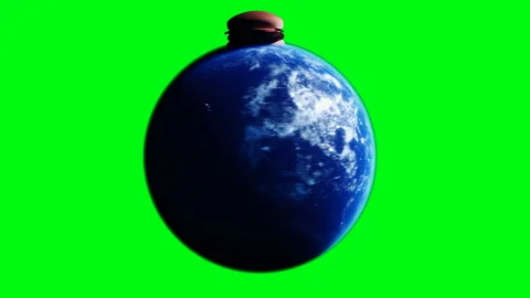 Burger on earth planet. Obesity problem concept. Green screen isolate. Realistic 스톡 동영상 201576430