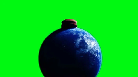 Burger on earth planet. Obesity problem concept. Green screen isolate. Realistic 動画素材 201576744