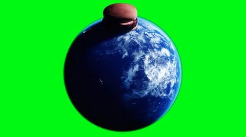 Burger on earth planet. Obesity problem concept. Green screen isolate. 3d Illustration