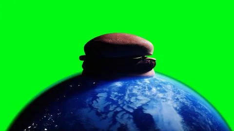 Burger on earth planet. Obesity problem concept. Green screen isolate. 3d Stock Illustration