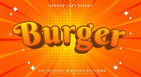 Burger editable text effect Template Stock Illustration