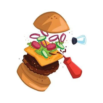 Burger exploded view Stock-Illustration