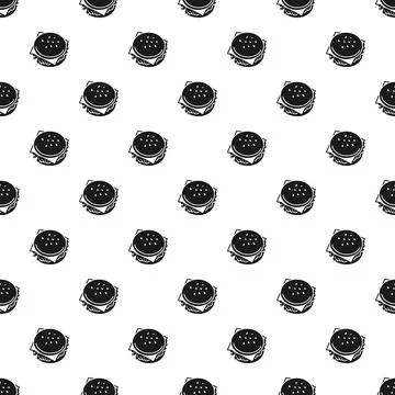 Burger fast food seamless pattern on white background Stock Illustration