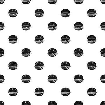 Burger fast food seamless pattern on white background Stock Illustration