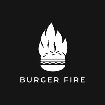 Burger Fire Concept, Monogram Style Logo Template Perfect for Restaurant Brand Stock Illustration