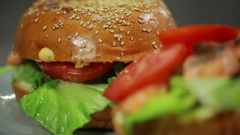 Burger fish closeup Stock Footage 140539714