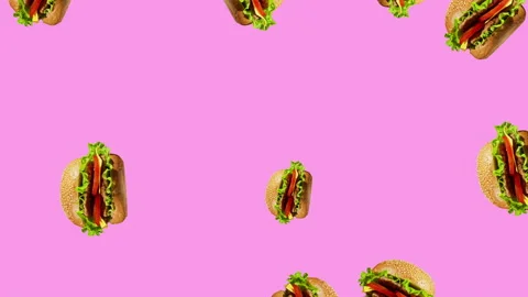 Burger flat animation color background Stock Footage 169548733