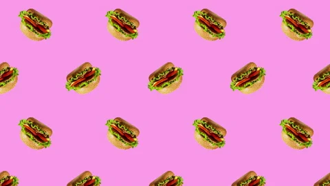 Burger flat animation color background Stock Footage 169557842