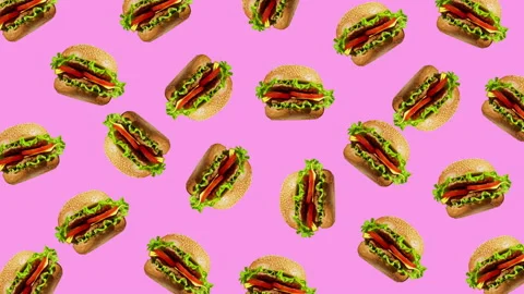 Burger flat animation color background Stock Footage 169562642