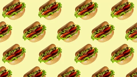 Burger flat animation color background Stock Footage 170928858