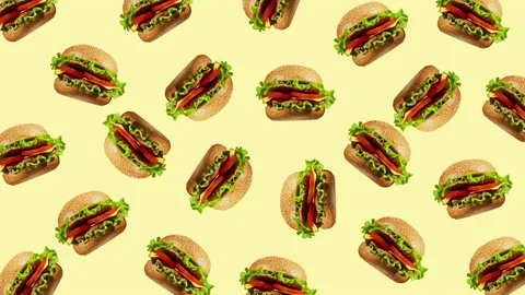 Burger flat animation color background Stock Footage 170929561