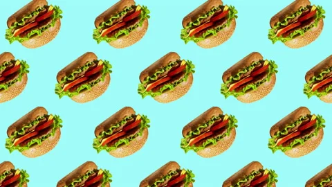 Burger flat animation color background Stock Footage 171057940