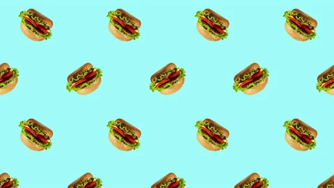 Burger flat animation color background Vidéo 171058121