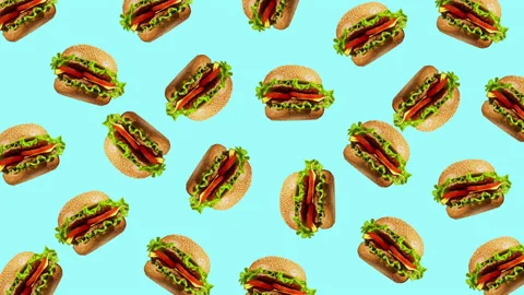 Burger flat animation color background Stock Footage 171058275