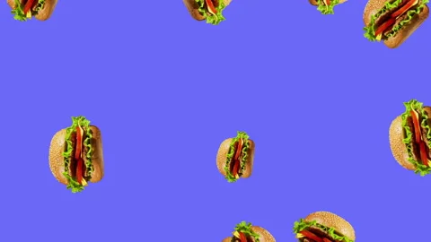 Burger flat animation color background Stock Footage 180602985