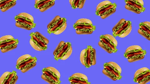 Burger flat animation color background Stock Footage 180905052