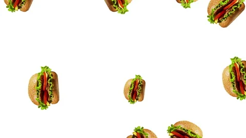 Burger flat animation color background Stock Footage 182824798
