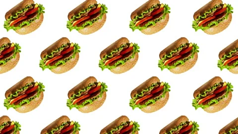 Burger flat animation color background Stock Footage 182829079