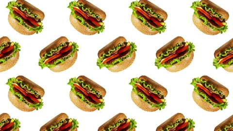 Burger flat animation color background Stock Footage 182860796