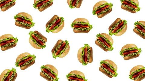 Burger flat animation color background Stock Footage 183248976
