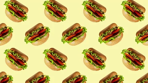 Burger flat animation color background Vidéo 183410151
