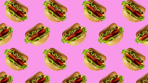 Burger flat animation color background Stock Footage 187662320