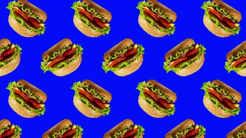Burger flat animation color background Stock Footage 201235664
